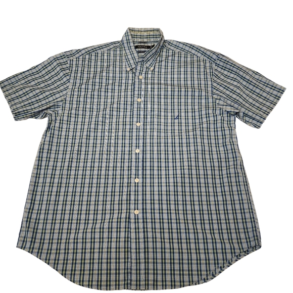 Nautica Other - Nautica Y2K  Blue Plaid Short Sleeve Casual Button Down Shirt Size Large
